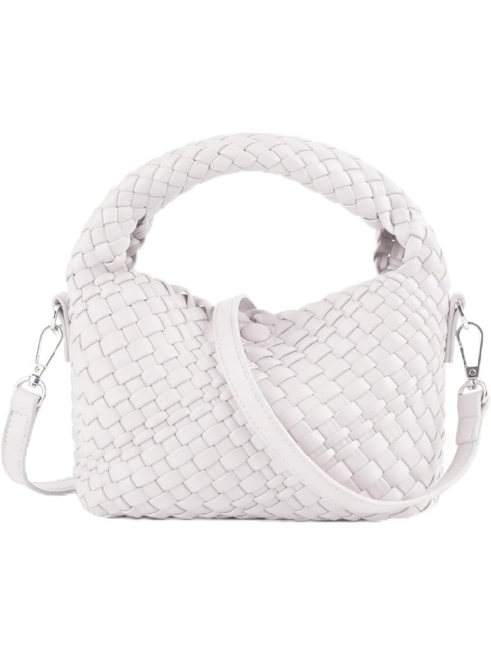 Chic Small Woven Crossbody Bag with Top Handle, Stylish PU Leather Handbag
